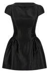 taffeta black taffetà collared mini dress
