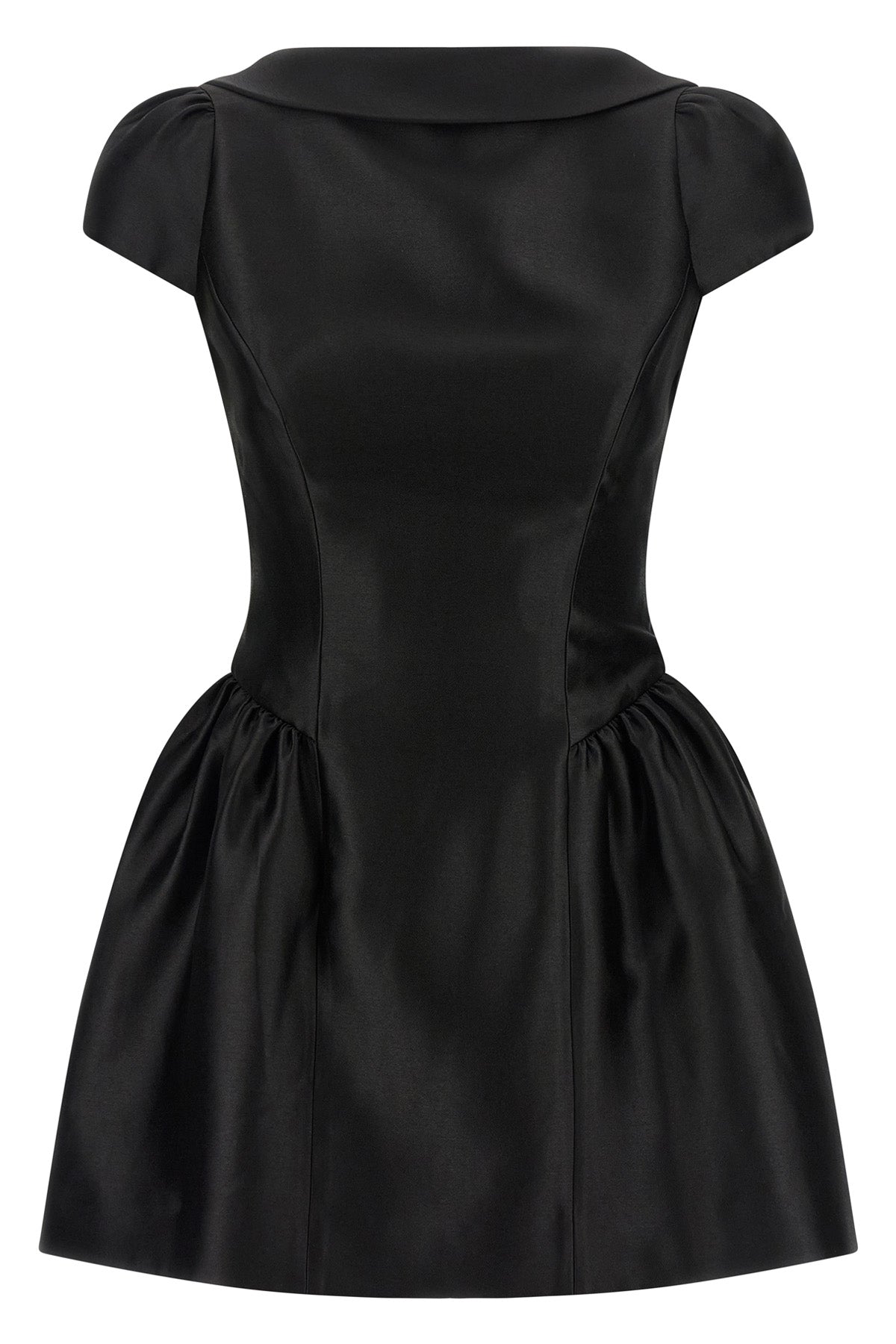 taffeta black taffetà collared mini dress