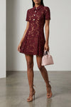 burgundy lace mini lace dress