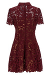burgundy lace mini lace dress