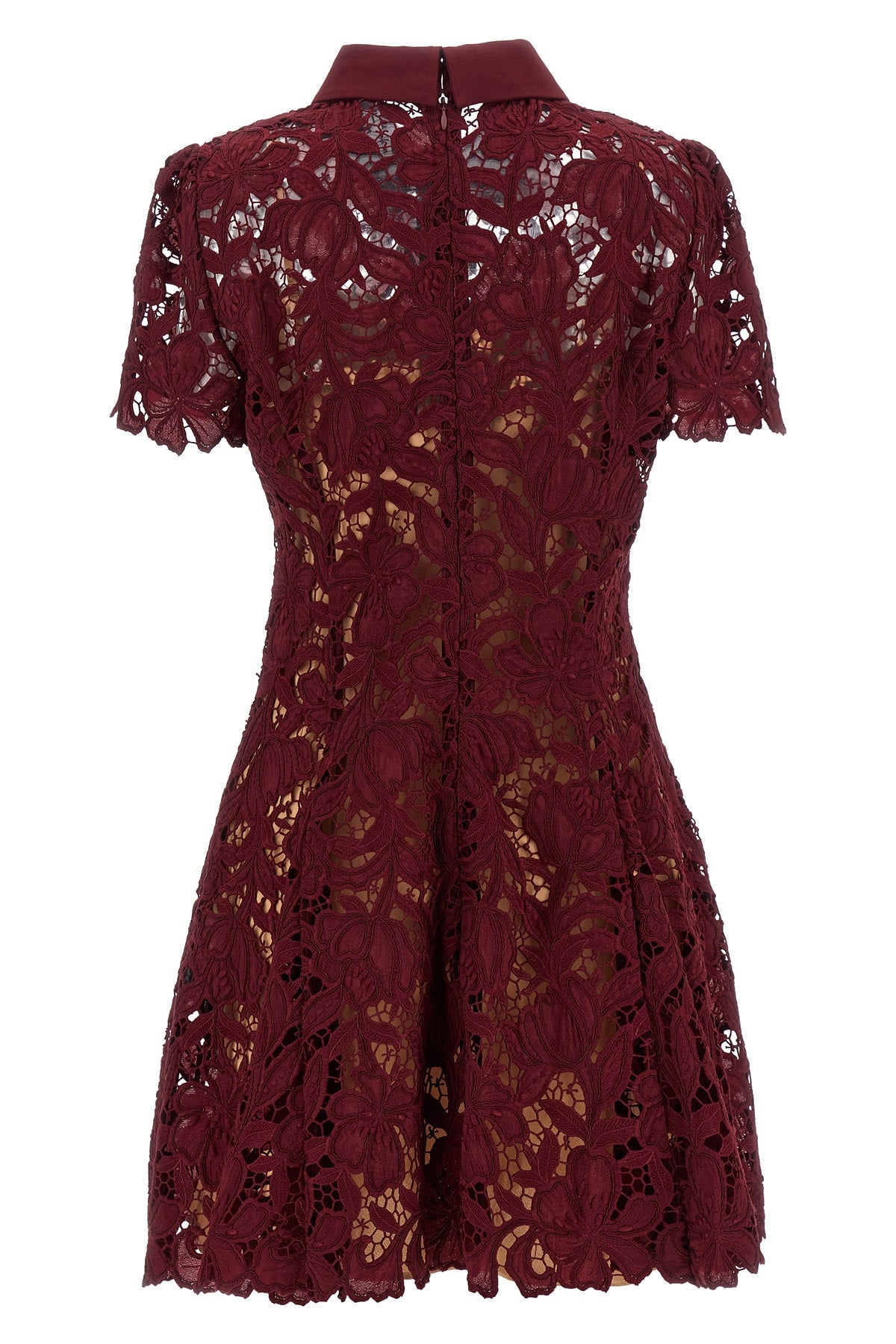 burgundy lace mini lace dress