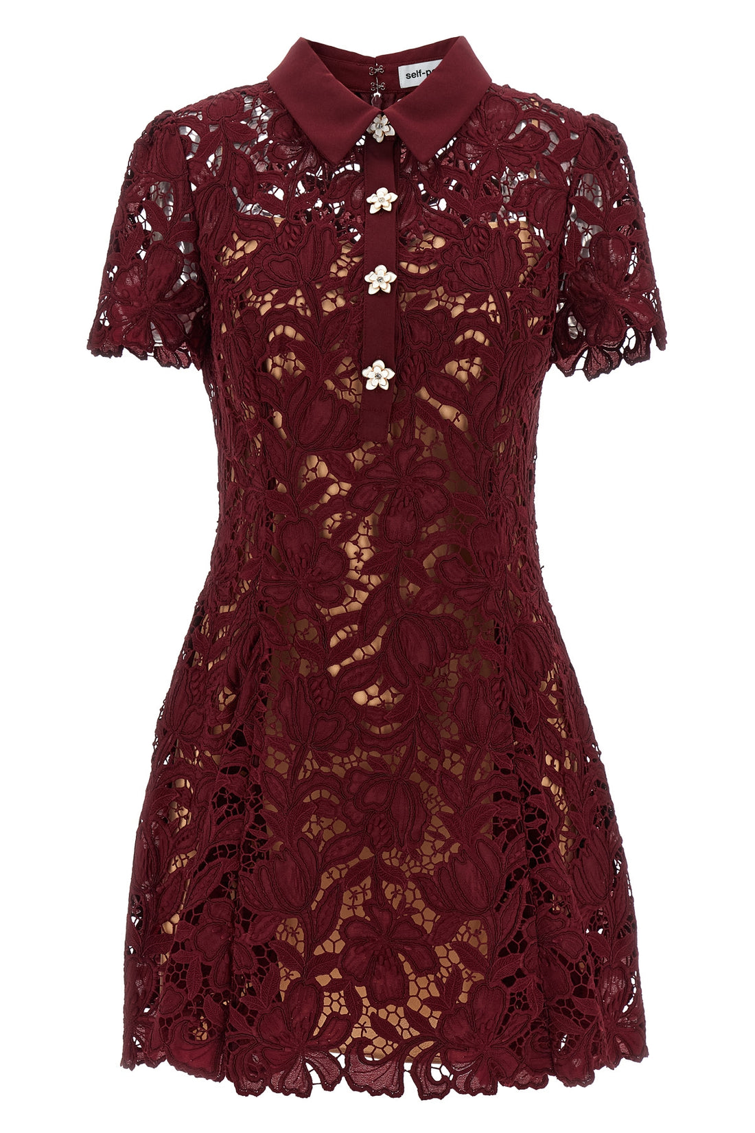 SELF PORTRAIT 6 burgundy lace mini lace dress