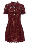 burgundy lace mini lace dress