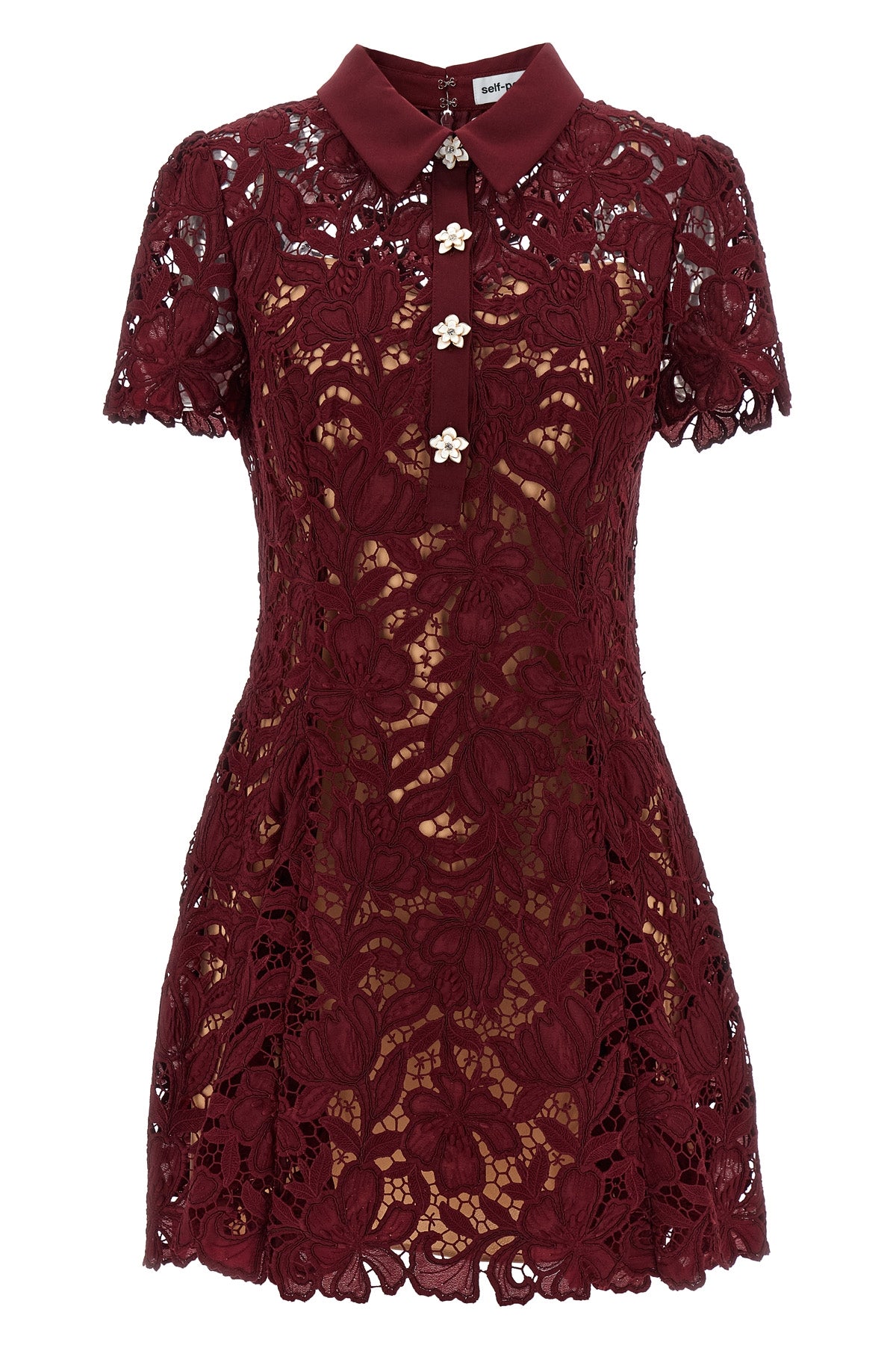 burgundy lace mini lace dress