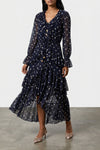 polka dot georgette ruffle maxi polka dot georgette dress