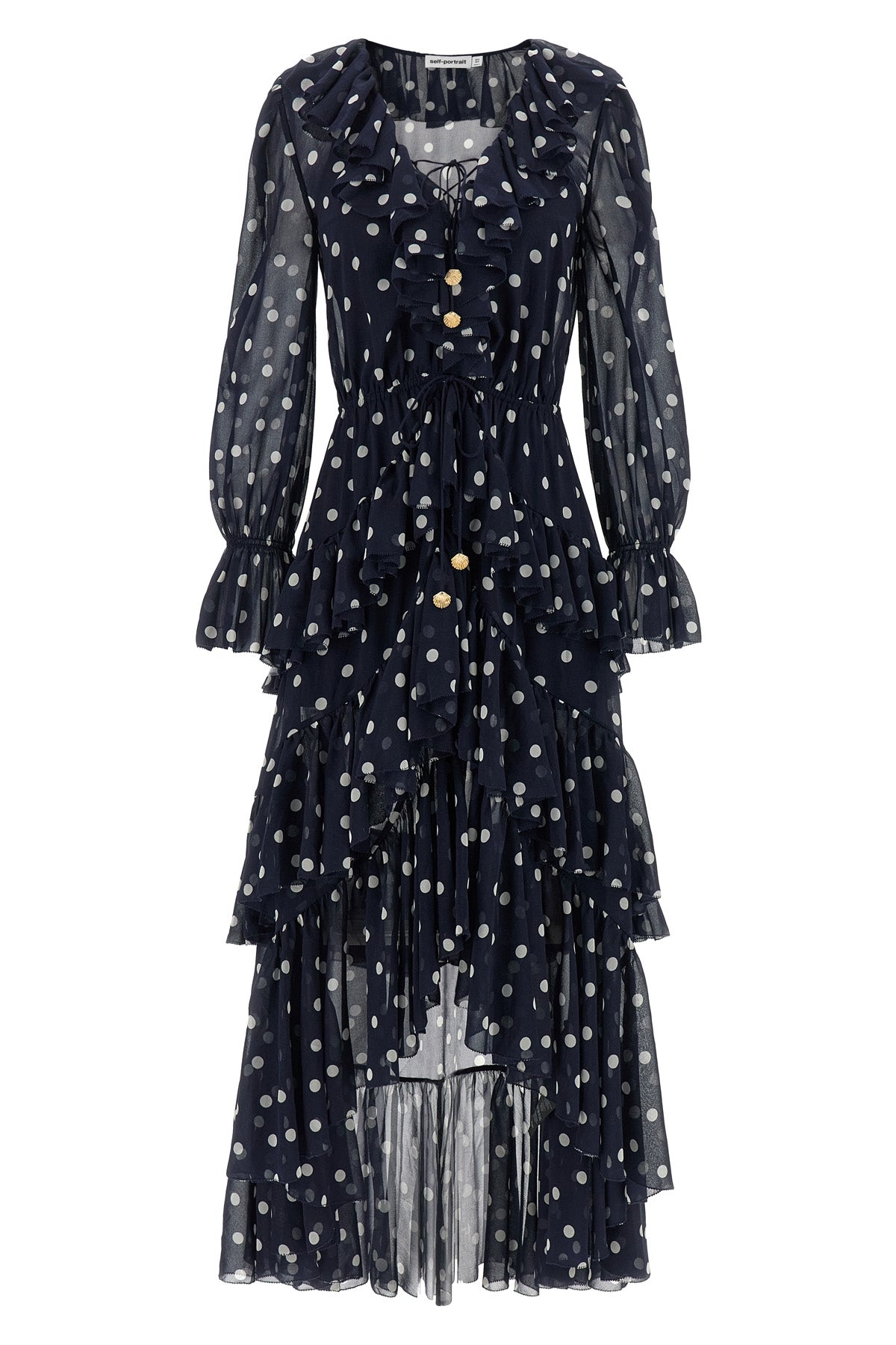 polka dot georgette ruffle maxi polka dot georgette dress