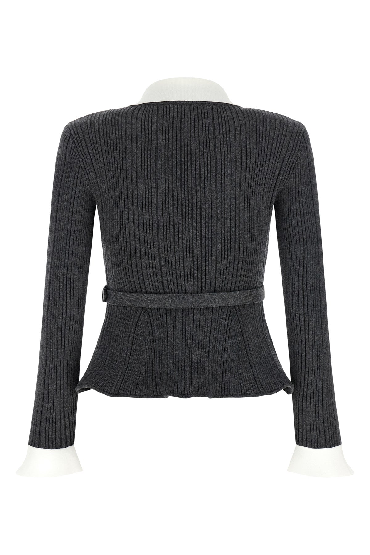 v-shaped cardigan flared at the waist
