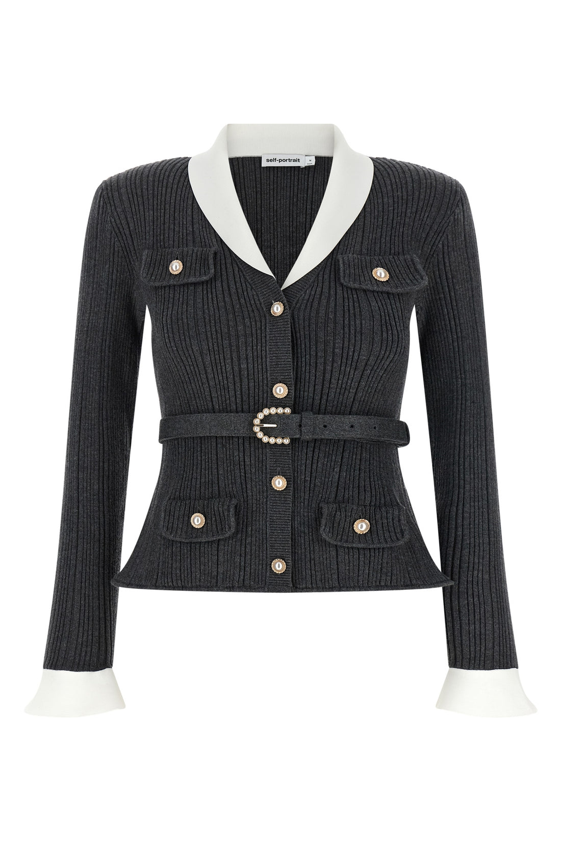 SELF PORTRAIT M v-shaped cardigan flared at the waist