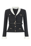 v-shaped cardigan flared at the waist