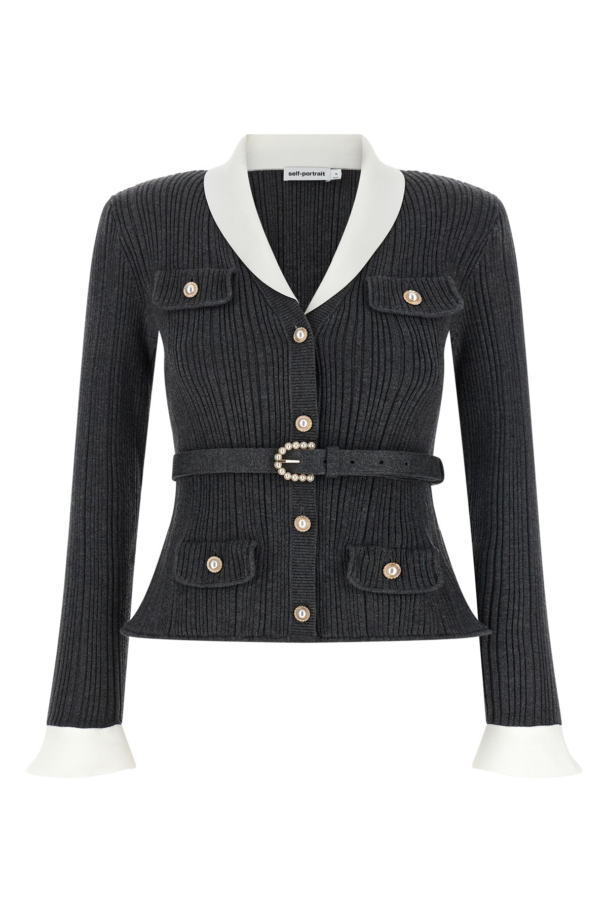 v-shaped cardigan flared at the waist