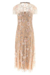 pink flower sequin embellished midi tulle dress