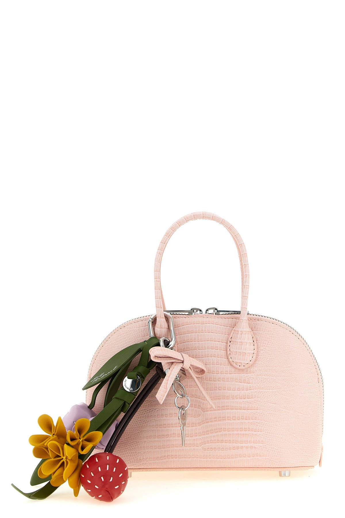 lizard effect embossed leather handbag