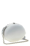 satin and metal clutch bag