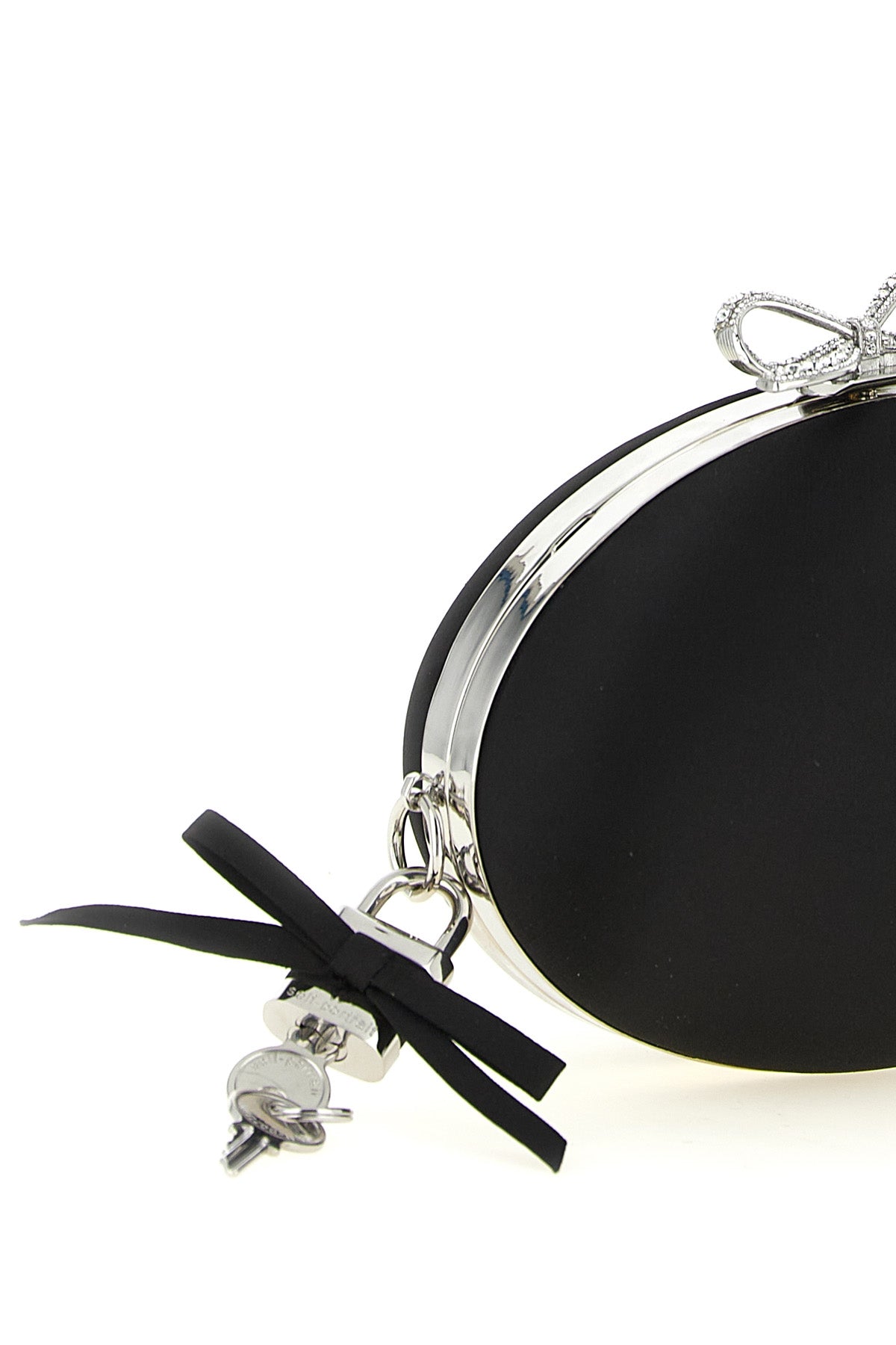 the self portrait black satin oval clutch defines evening elegance through a str
