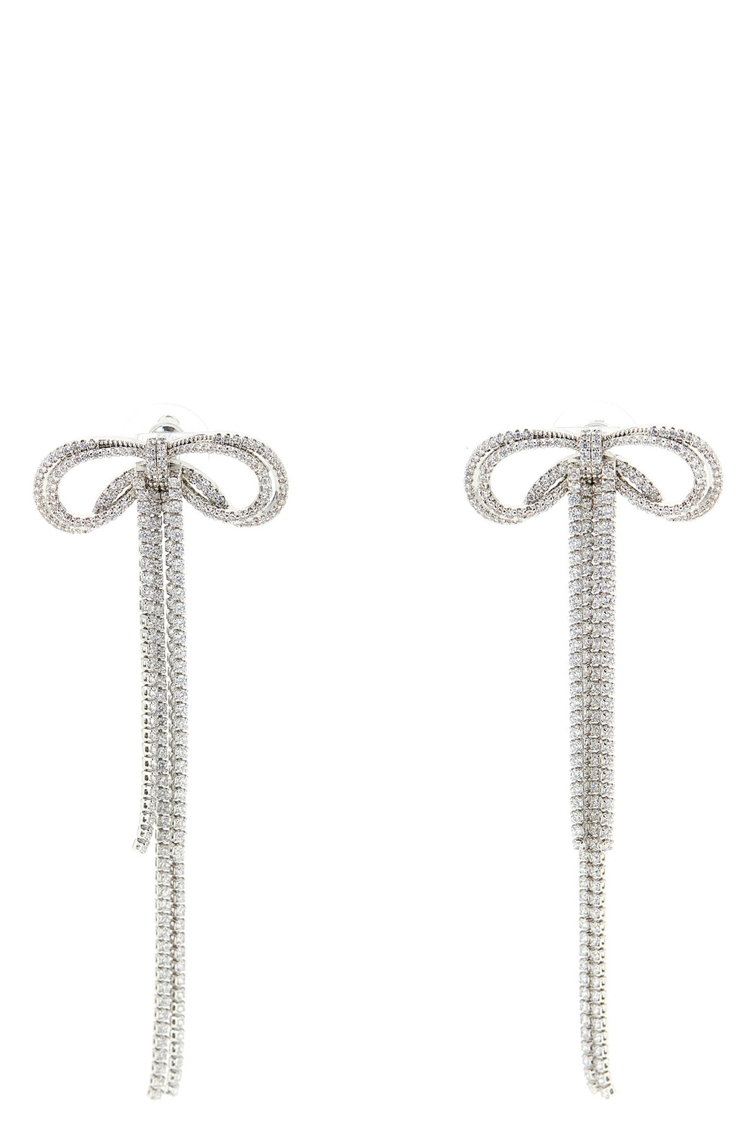 SELF PORTRAIT OS double crystal bow bow-shaped earrings in silver-plated brass