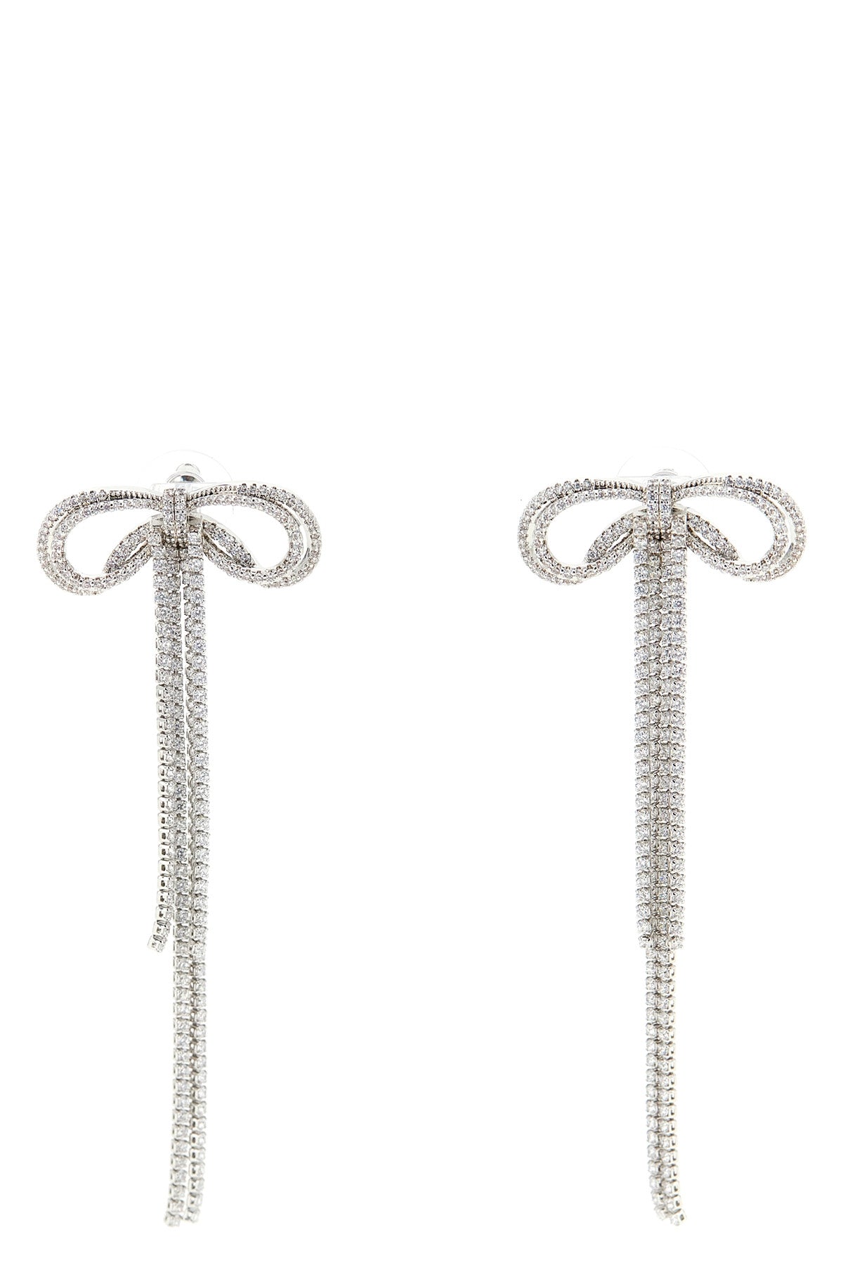 double crystal bow bow-shaped earrings in silver-plated brass