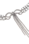 double crystal bow necklace in silver-plated brass and crystals