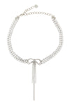 double crystal bow necklace in silver-plated brass and crystals