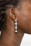 crystal heart tiered pendant earrings in silver-plated brass