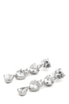 crystal heart tiered pendant earrings in silver-plated brass