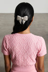 crystal embellished bow satin hair clip