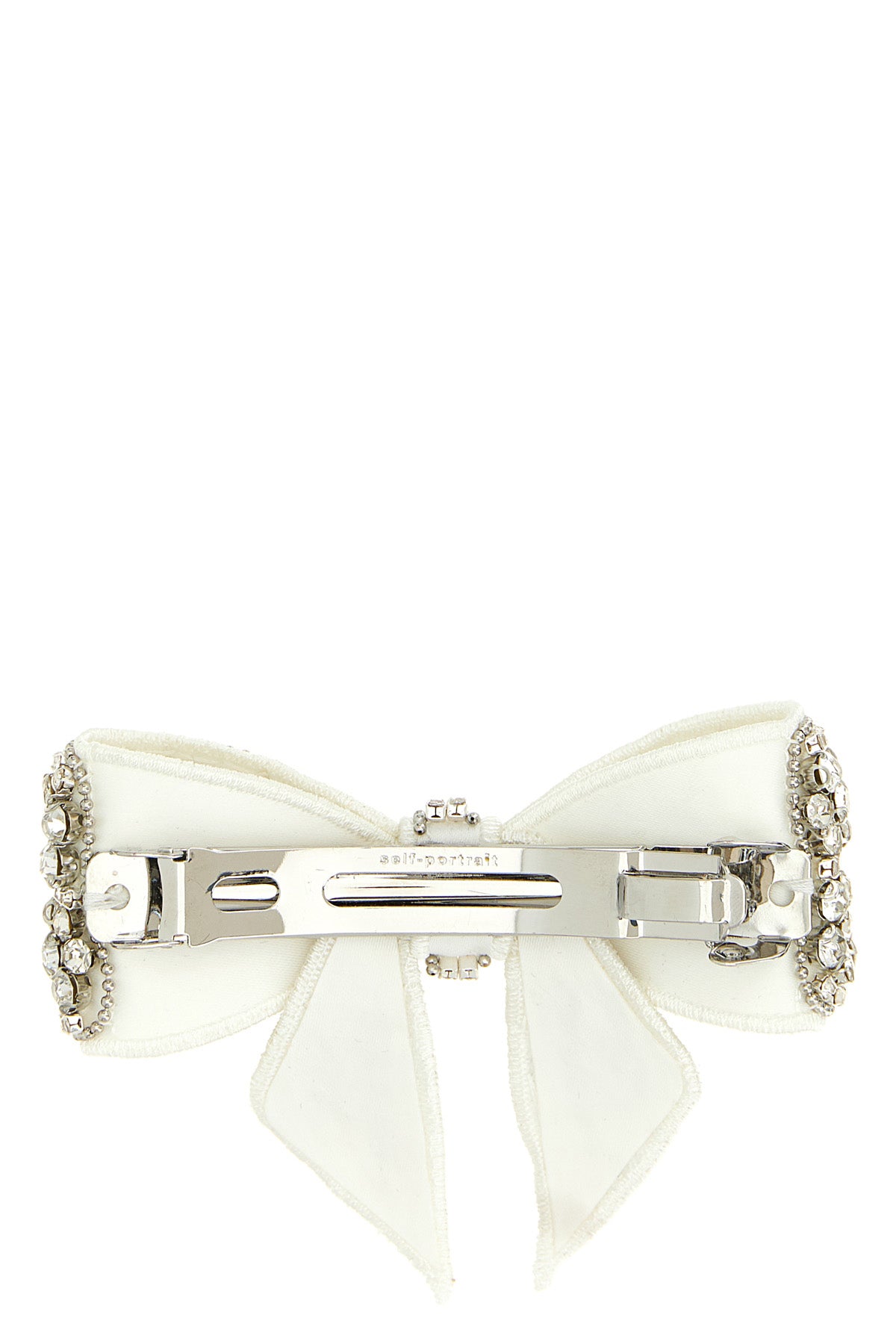 crystal embellished bow satin hair clip