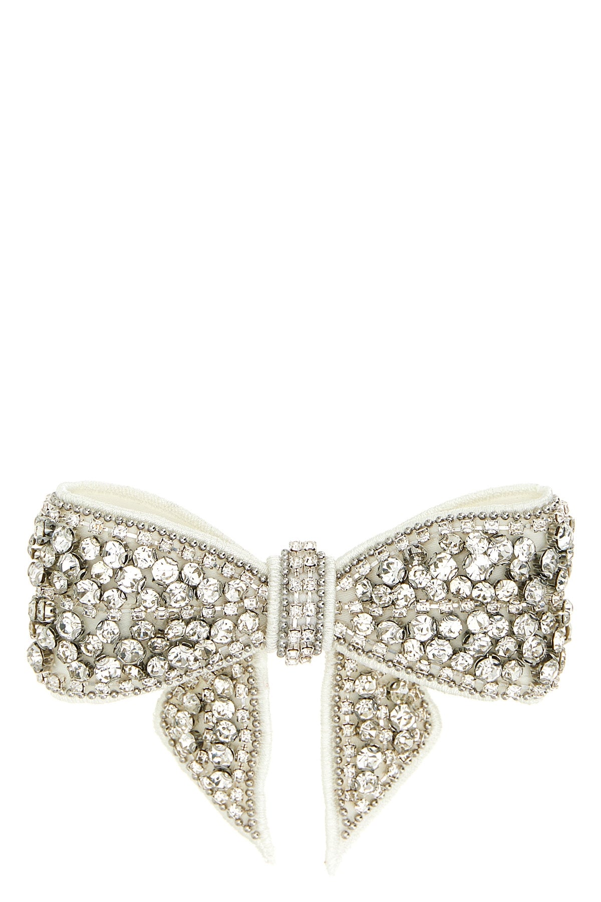 crystal embellished bow satin hair clip