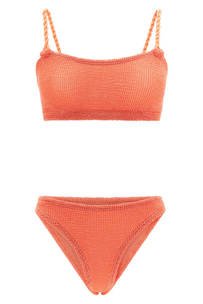 the hunza g phoebe bikini stands out for its iconic ruffled workmanship that d