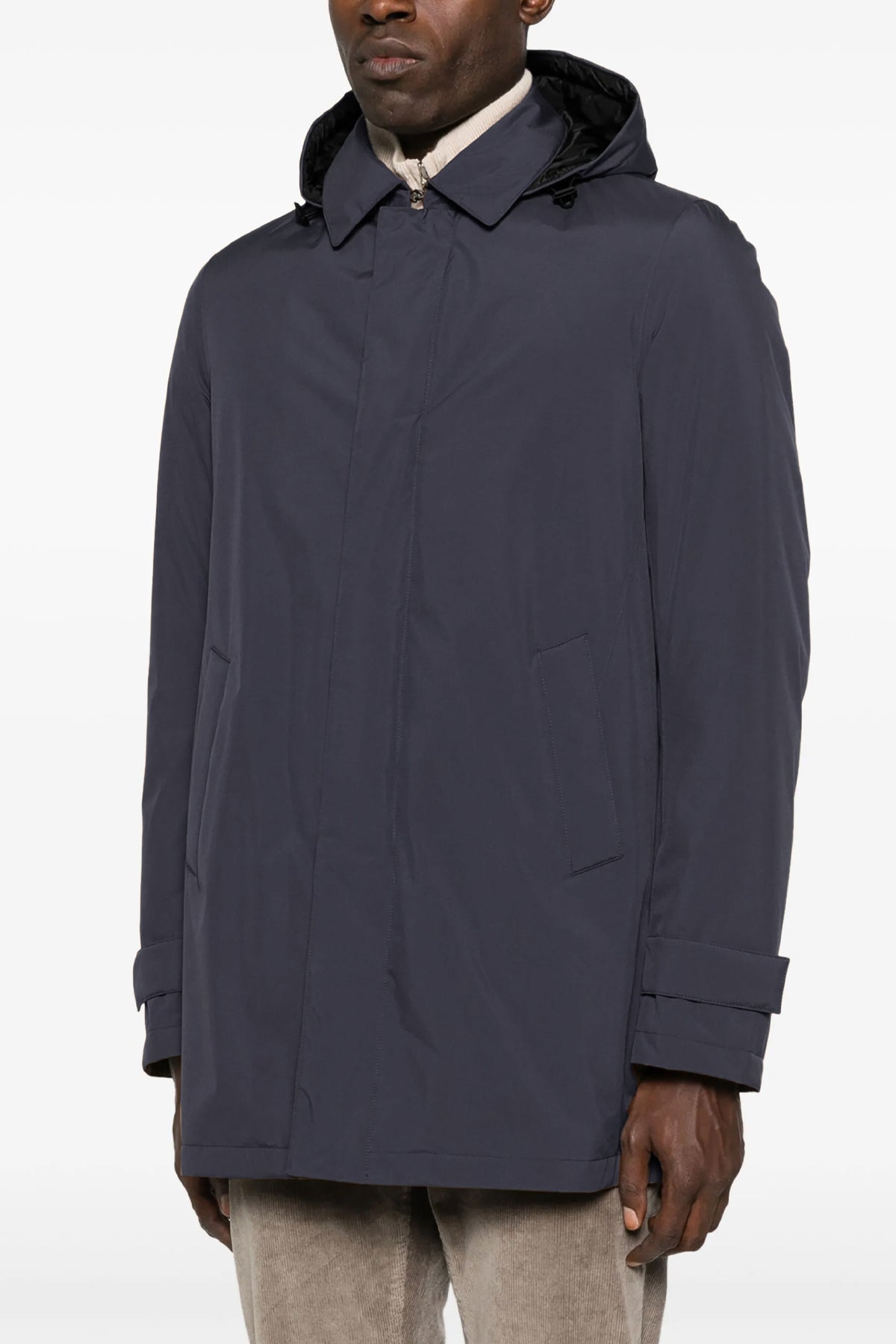long nylon microfiber parka lightly padded