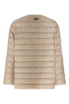 quilted tech fabric down jacket slightly goose feather padding