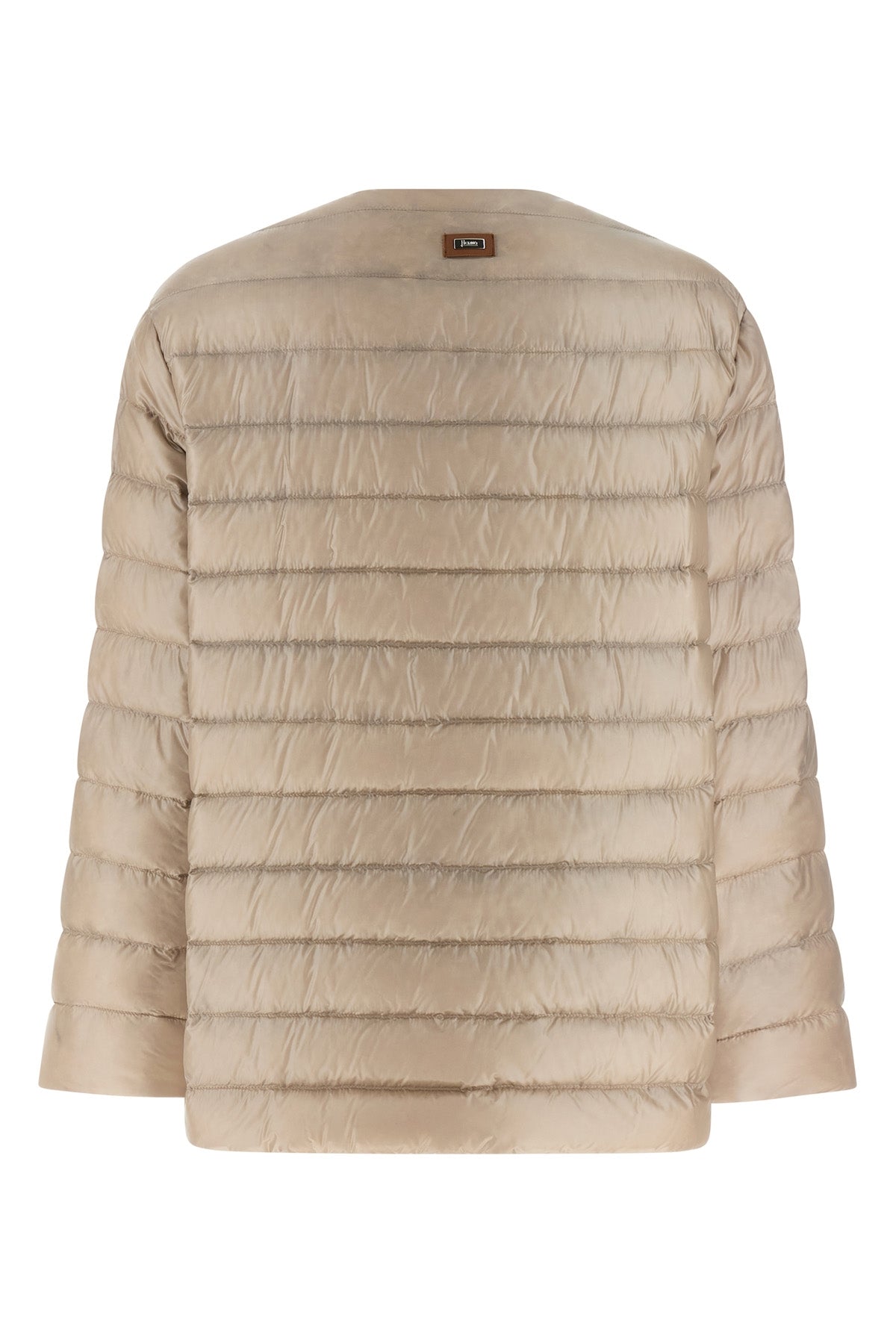quilted tech fabric down jacket slightly goose feather padding