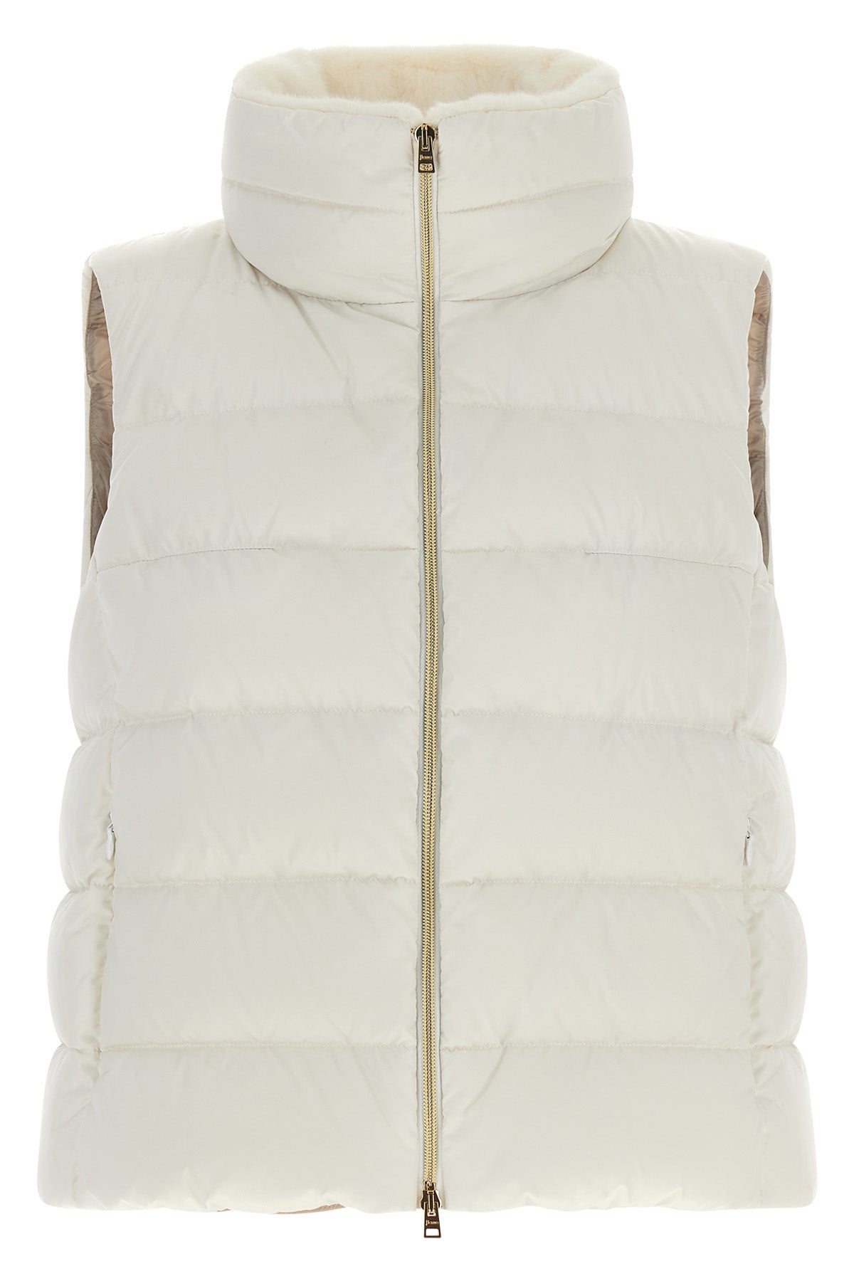 hernos padded vest redefines the volumes of outerwear through a tailor-inspired