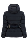 the elisabetta franchi down jacket in black sail fabric defines a structured sil
