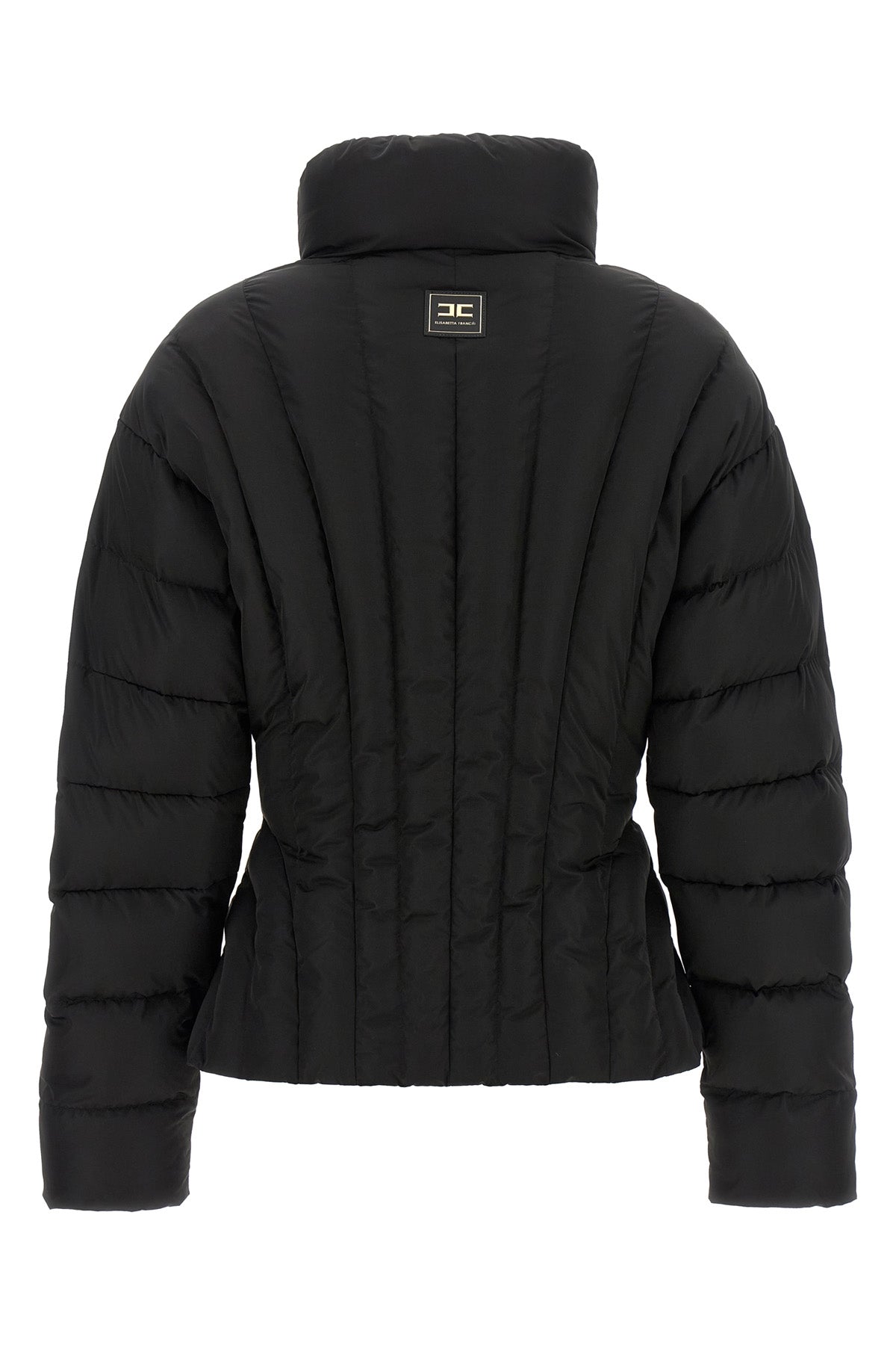 elisabetta franchi down jacket reinterprets outerwear through a sartorial lens