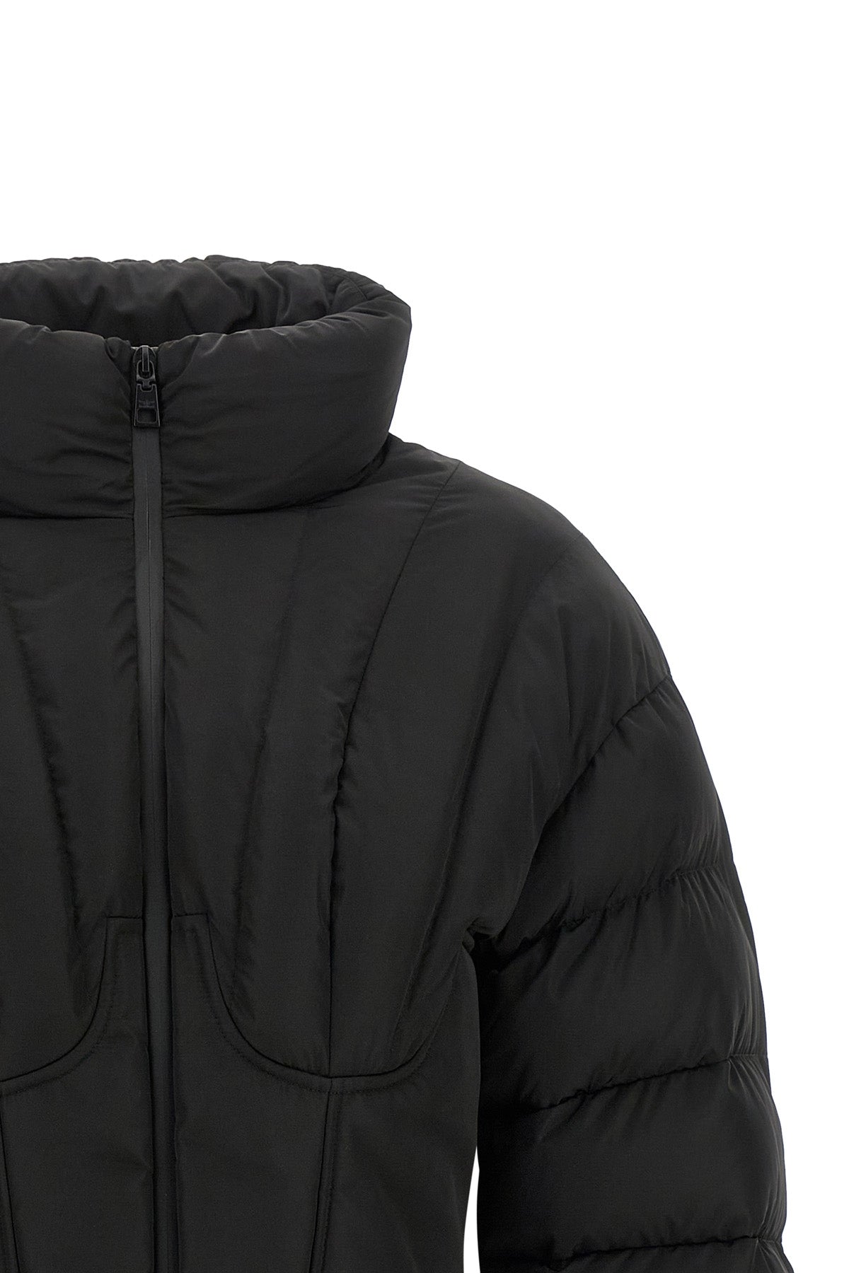 elisabetta franchi down jacket reinterprets outerwear through a sartorial lens