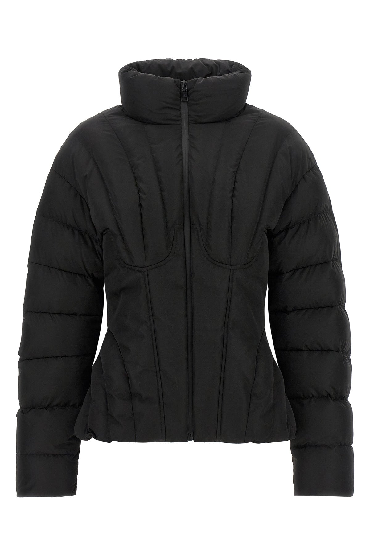 elisabetta franchi down jacket reinterprets outerwear through a sartorial lens