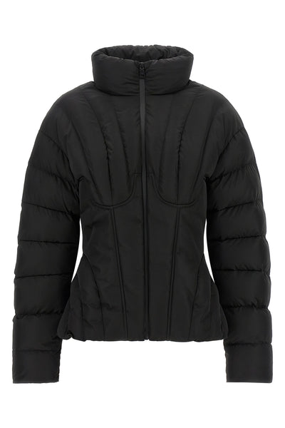 elisabetta franchi down jacket reinterprets outerwear through a sartorial lens