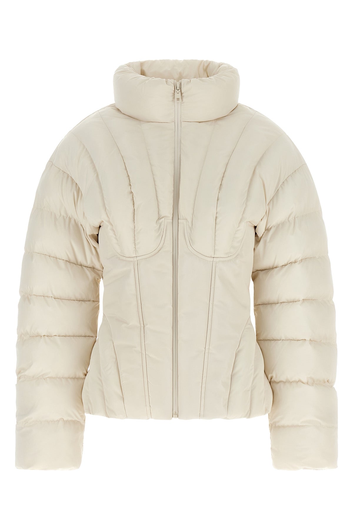 the elisabetta franchi sail fabric down jacket redefines the volumes of outerwea