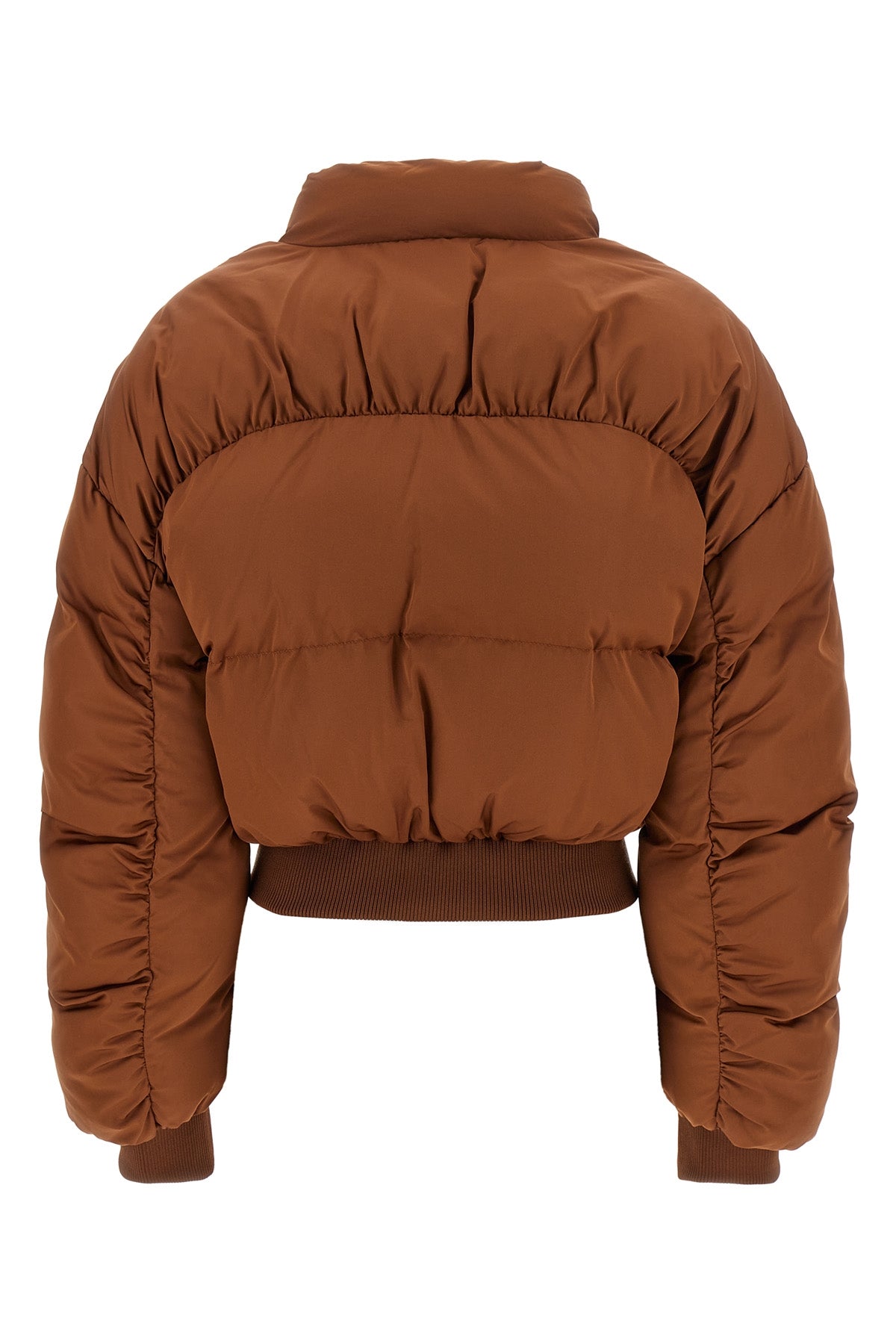 the elisabetta franchi vela fabric down jacket redefines the volumes of contempo
