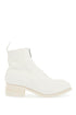 unisex white horse and calf leather boots with elegant side zip