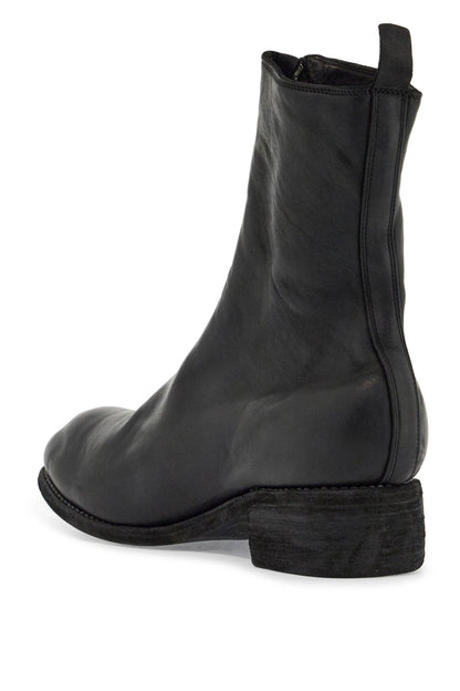 black horse and calf leather boots with side zip