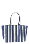 yenky zipped striped cotton canvas shopping bag