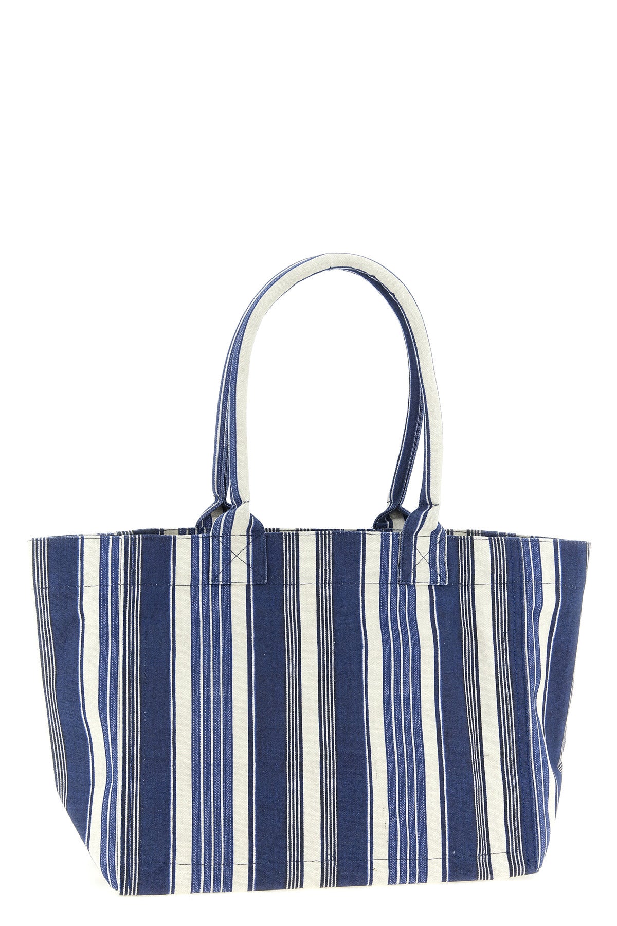 yenky zipped striped cotton canvas shopping bag