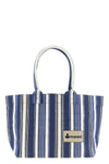 yenky zipped striped cotton canvas shopping bag