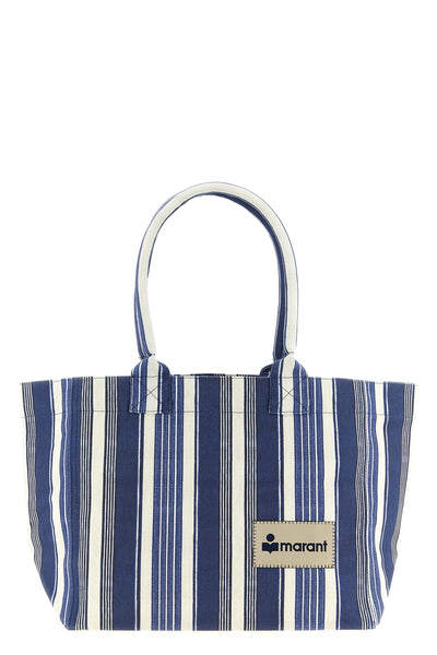 yenky zipped striped cotton canvas shopping bag