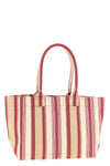 yenky zipped striped cotton canvas shopping bag
