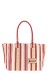 yenky zipped striped cotton canvas shopping bag