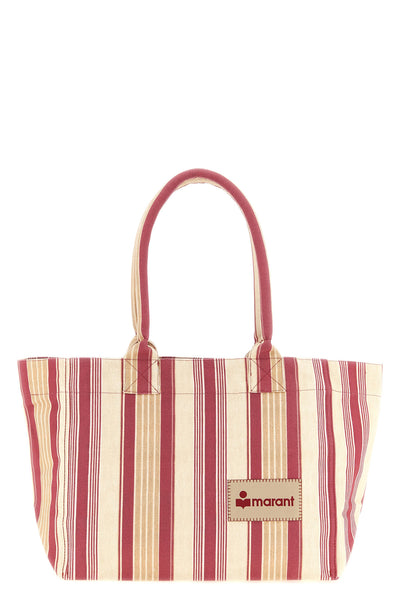 yenky zipped striped cotton canvas shopping bag