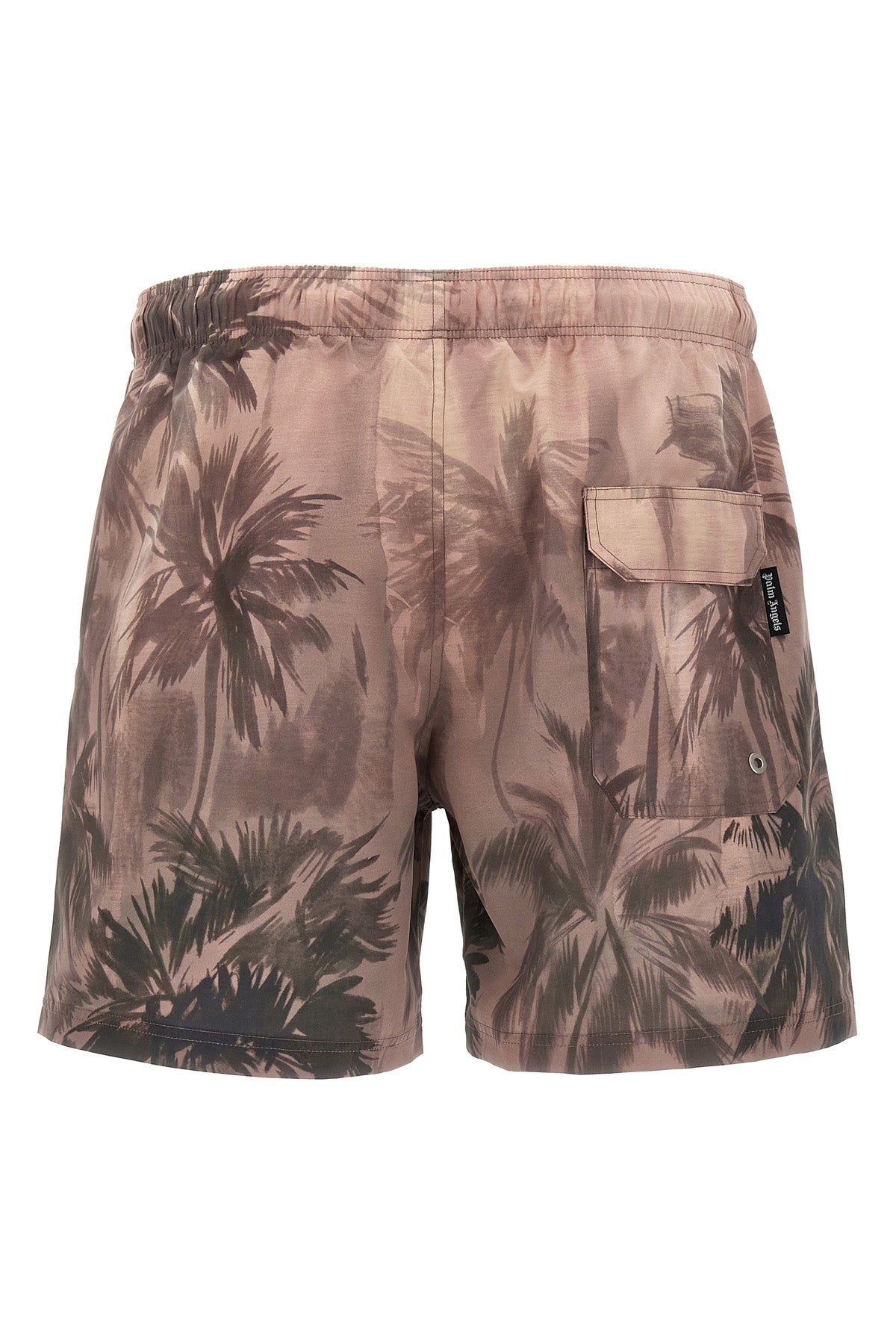 swimsuit in all-over sunset palms print technical fabric