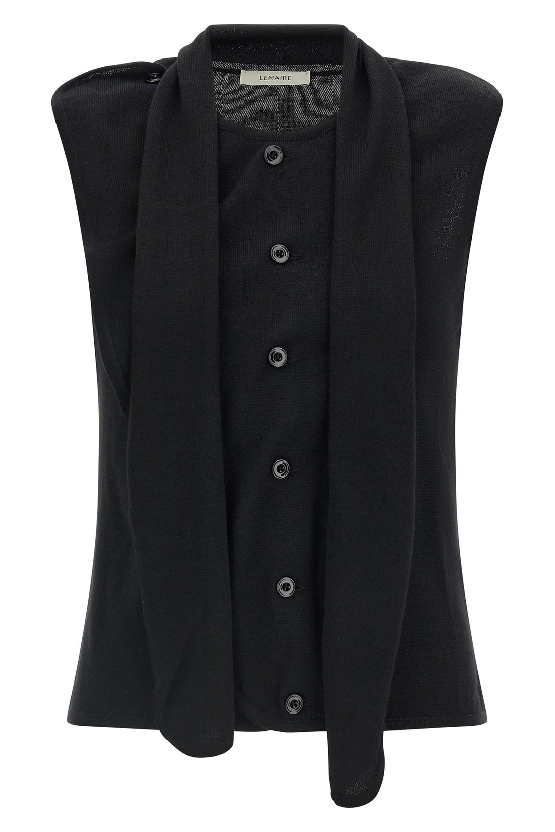 LEMAIRE M the lemaire vest redefines the codes of knitwear through a deconstructed and inn